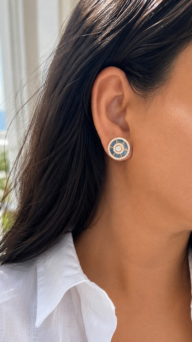 Polki Mosaic Earrings - Blue