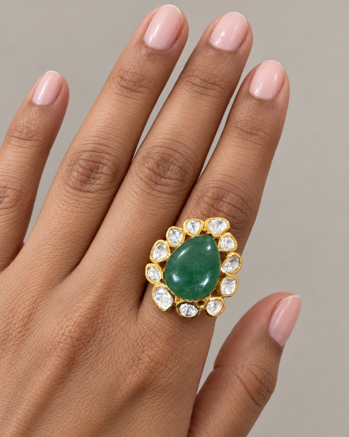 Aventurine Polki Statement Ring