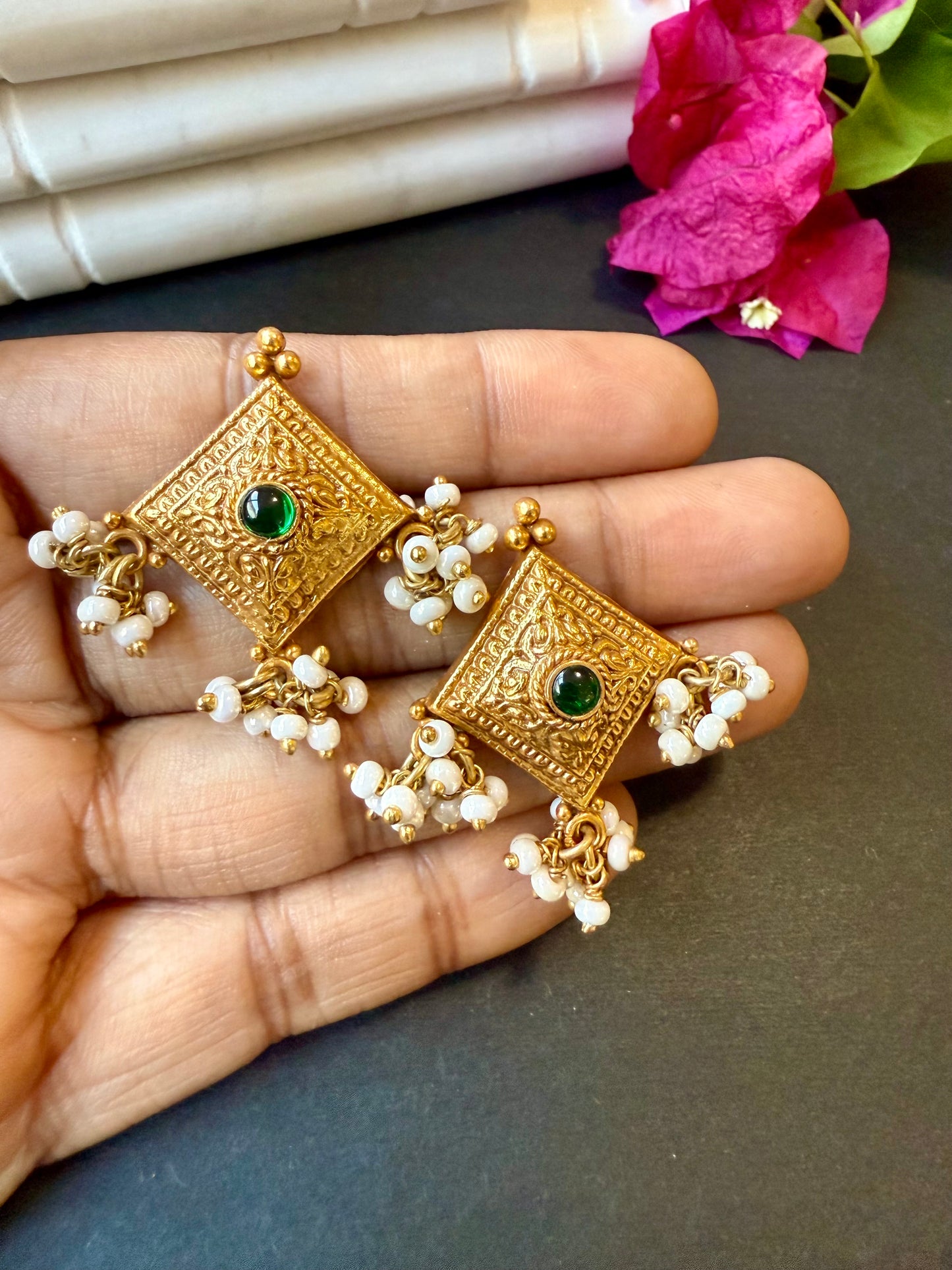 Pearl Patang Studs - Gold