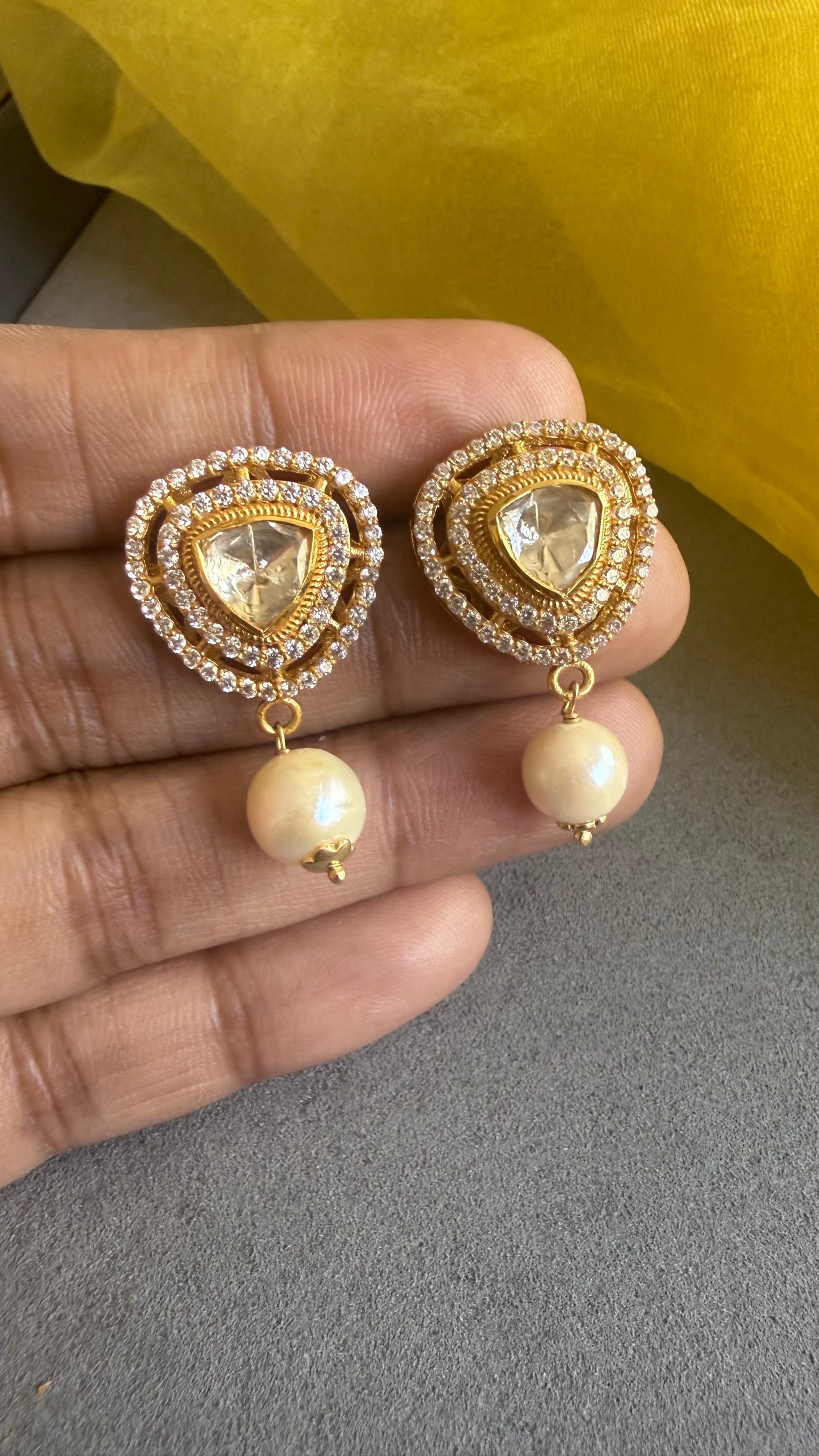 Polki Pearldrop earrings