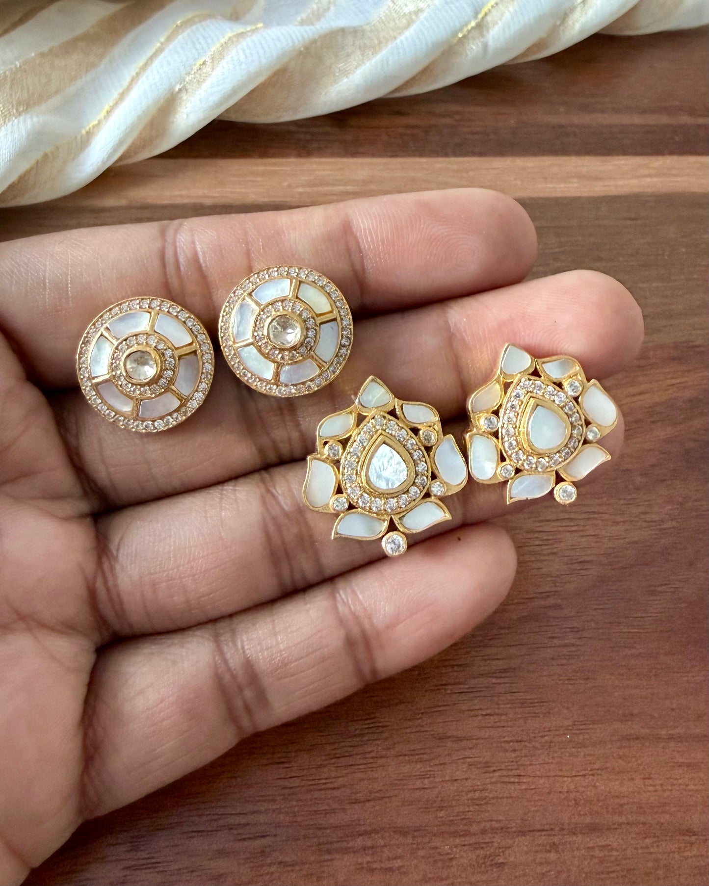 Lotus Mother of Pearl Earrings