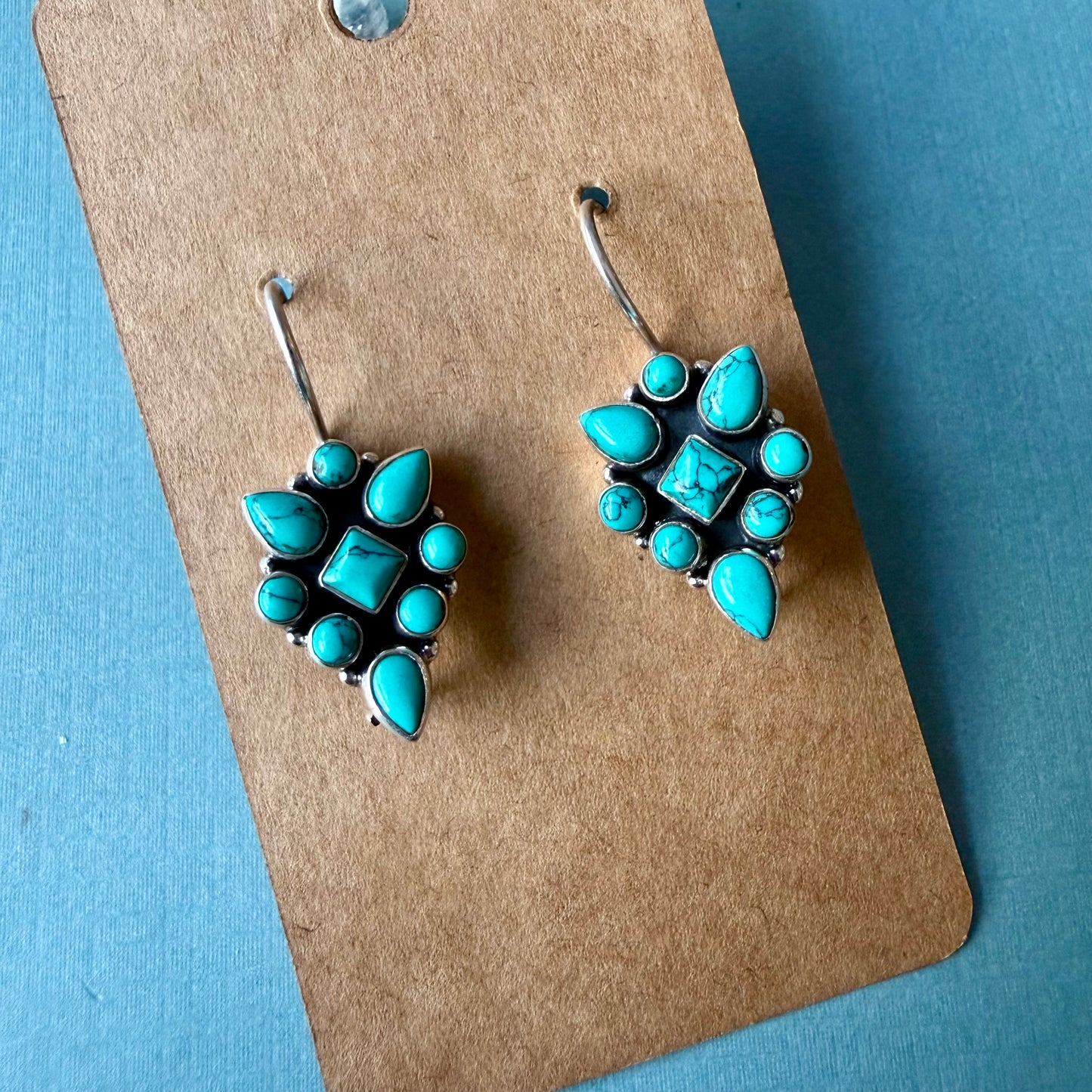 Turquoise Cluster Drop Earrings