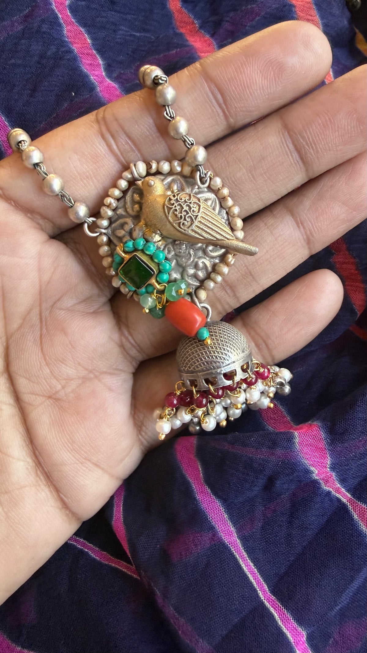 Saanjh Bird Jhumka Necklace