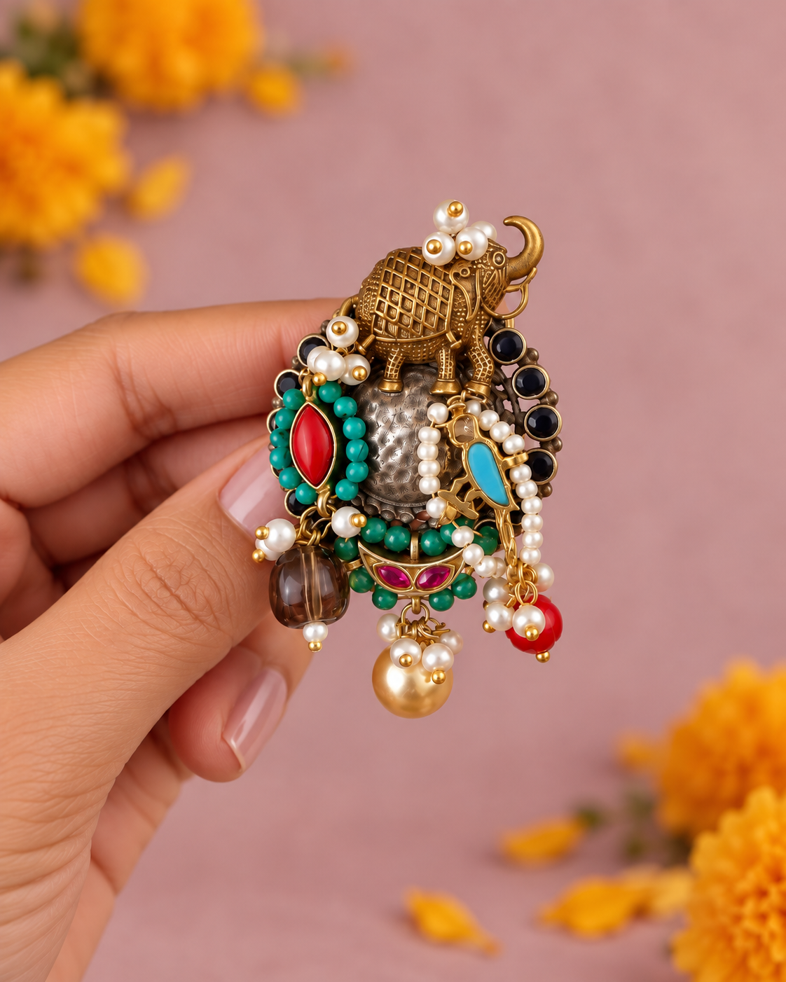 Saanjh Statement Ring — elephant