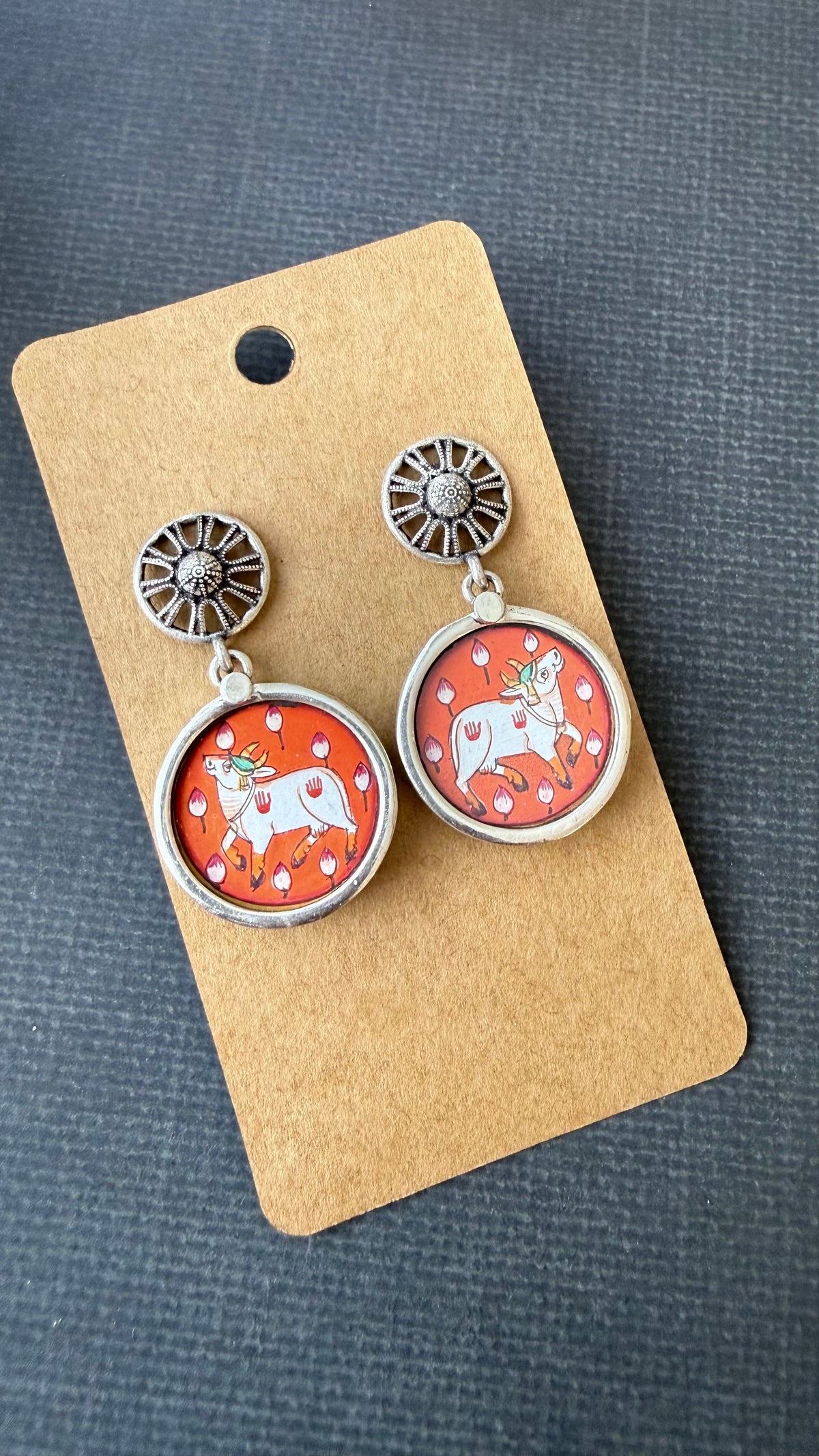 Leela Painted Earrings – Gauri (orange)