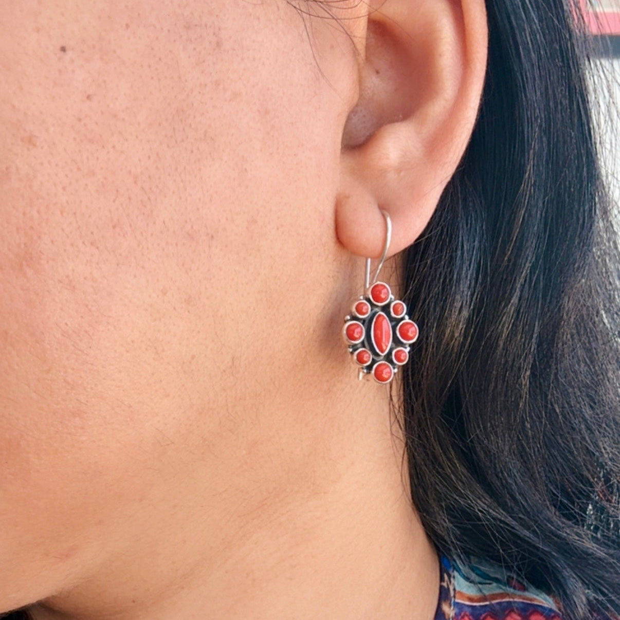 Coral Floral Earrings