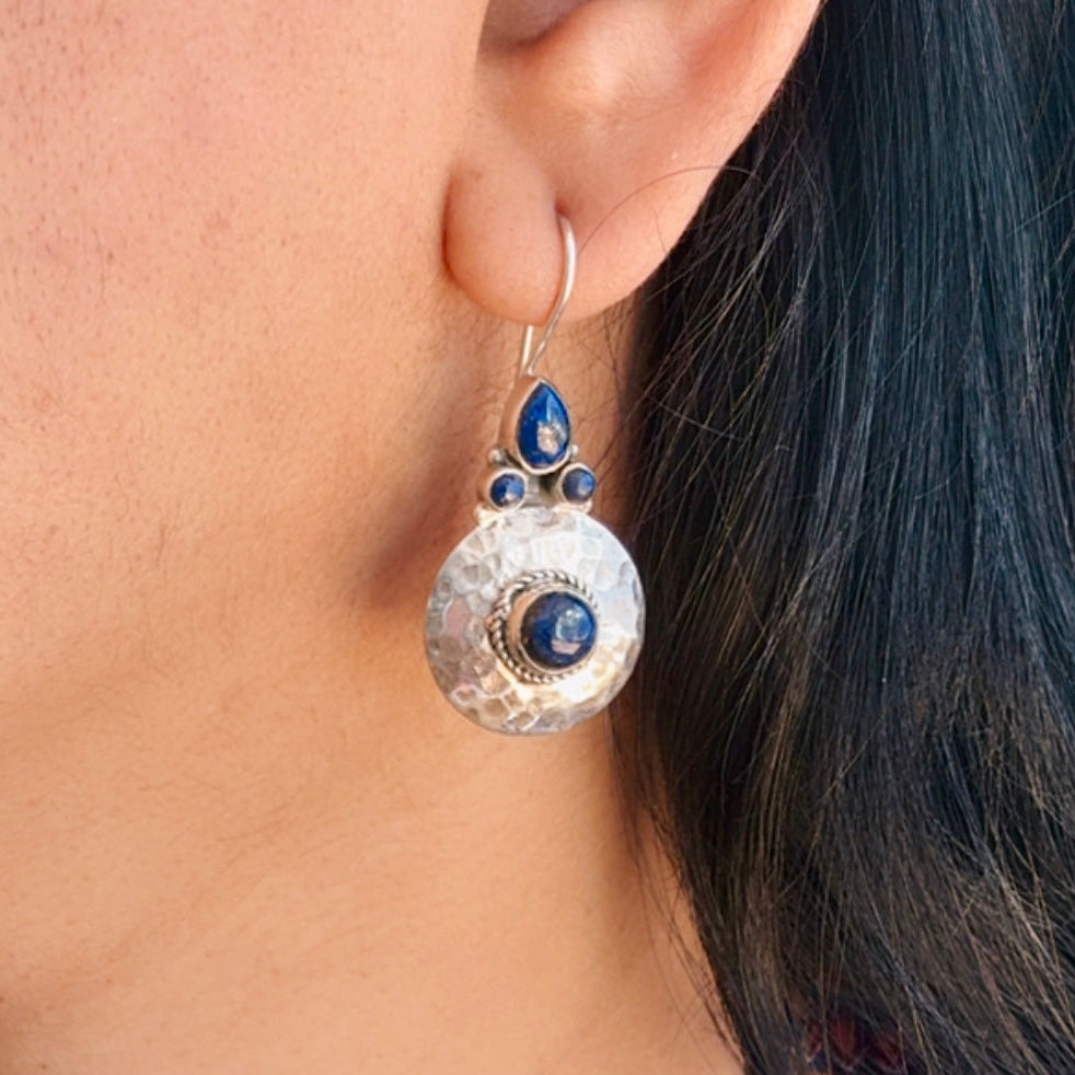 Lapis Textured Earrings