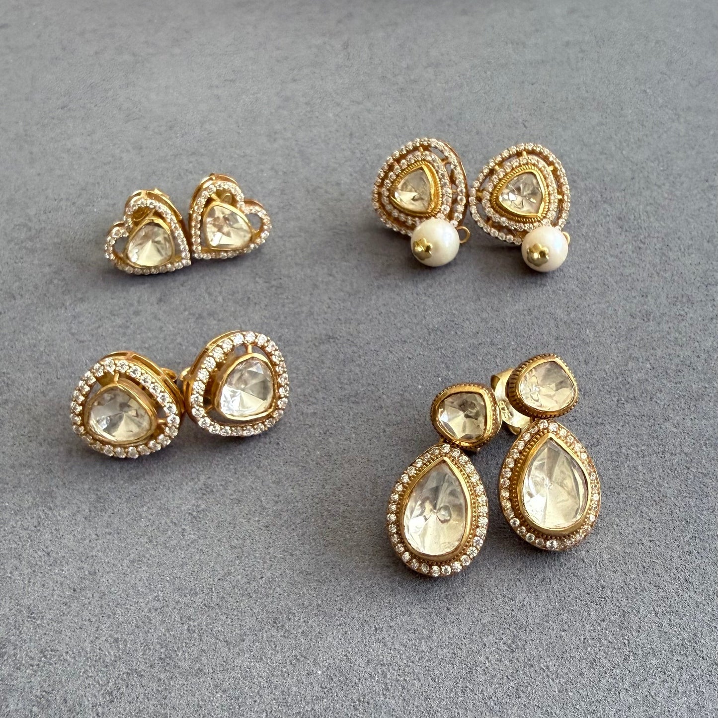 Polki Heart Studs