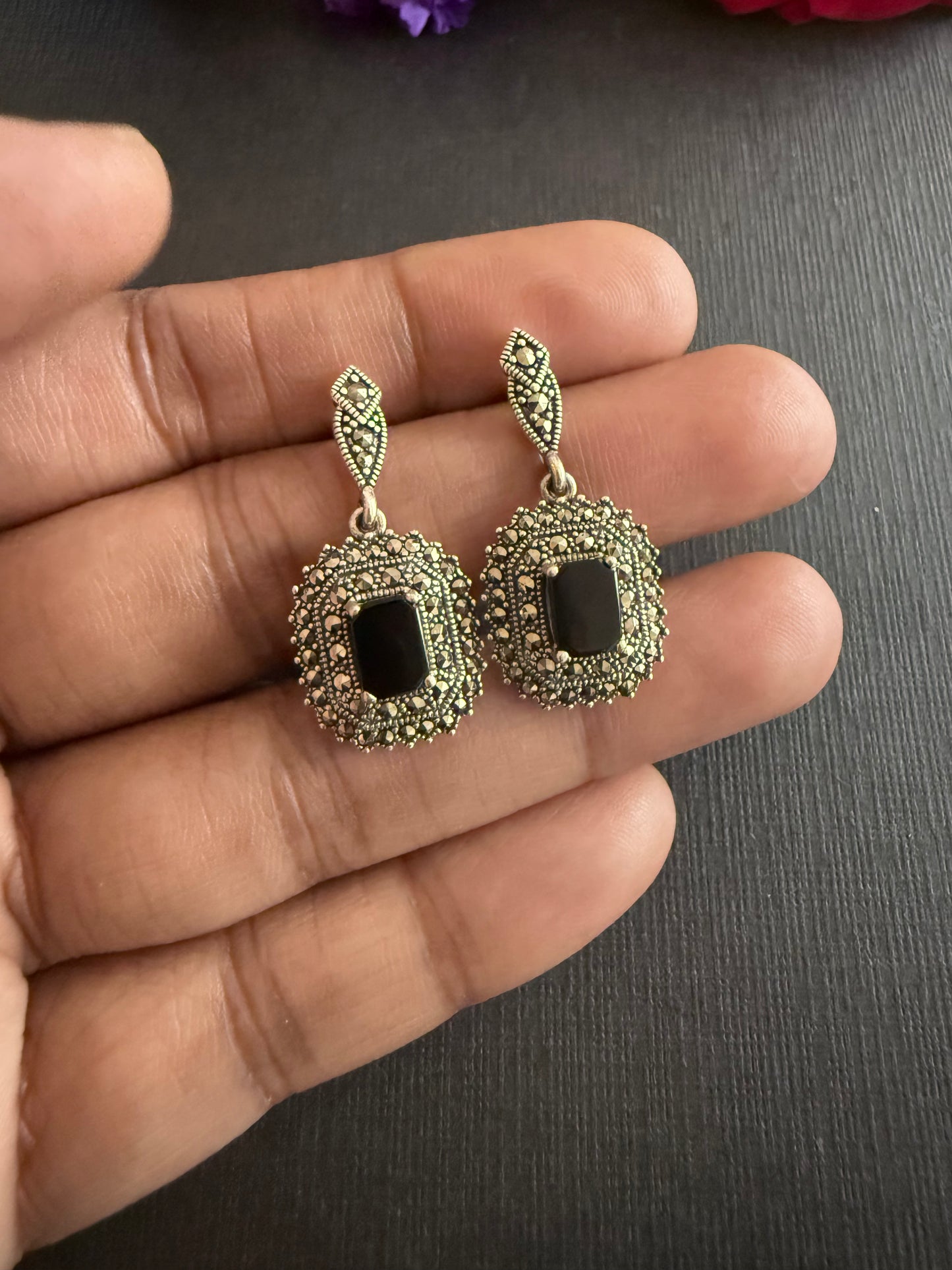 Mop-Marcasite Drop Earrings
