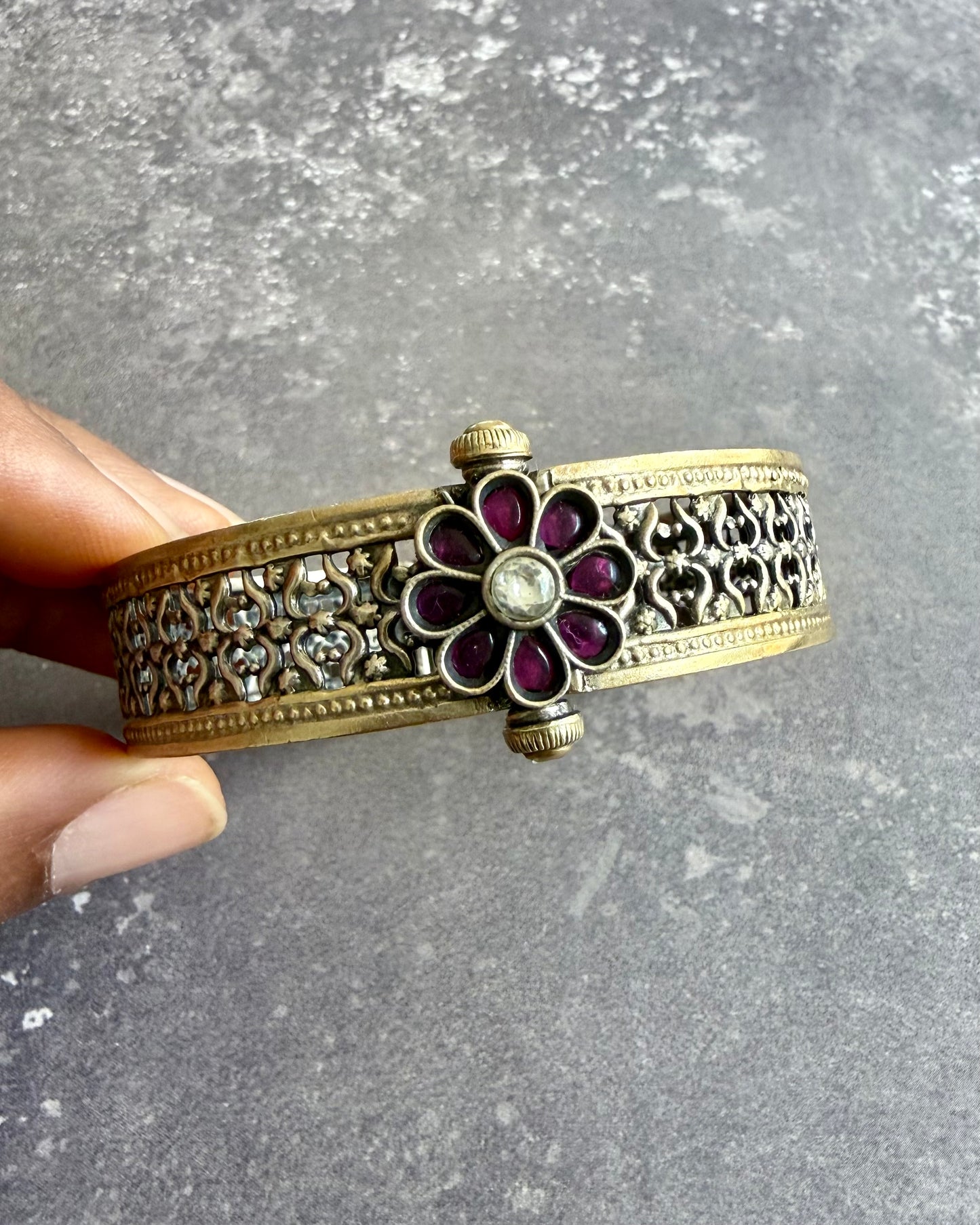 Ruby Floral Dual Tone Bangle