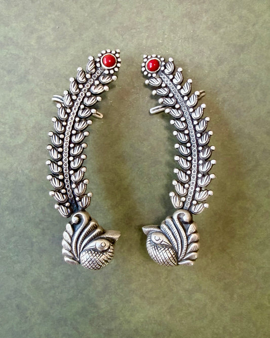 Peacock Feather Ear Cuffs