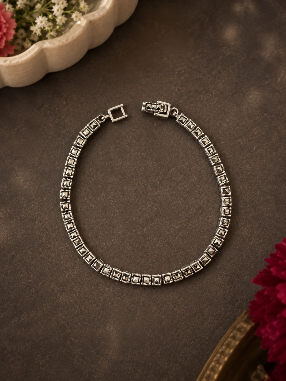 Marcasite Square Tennis Bracelet