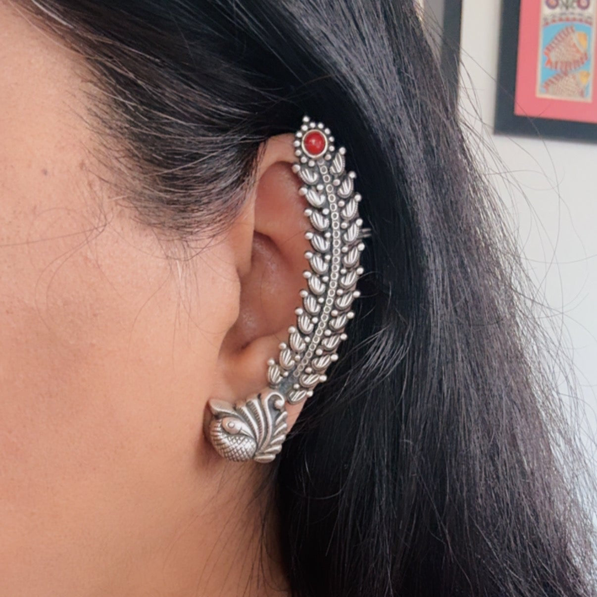 Peacock Feather Ear Cuffs