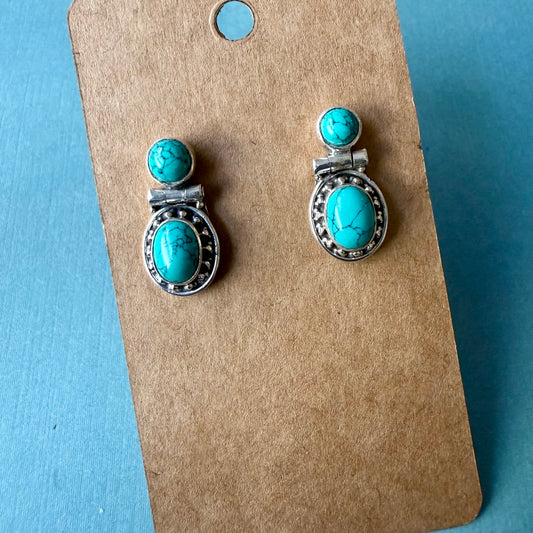 Turquoise Oval Drop Earrings