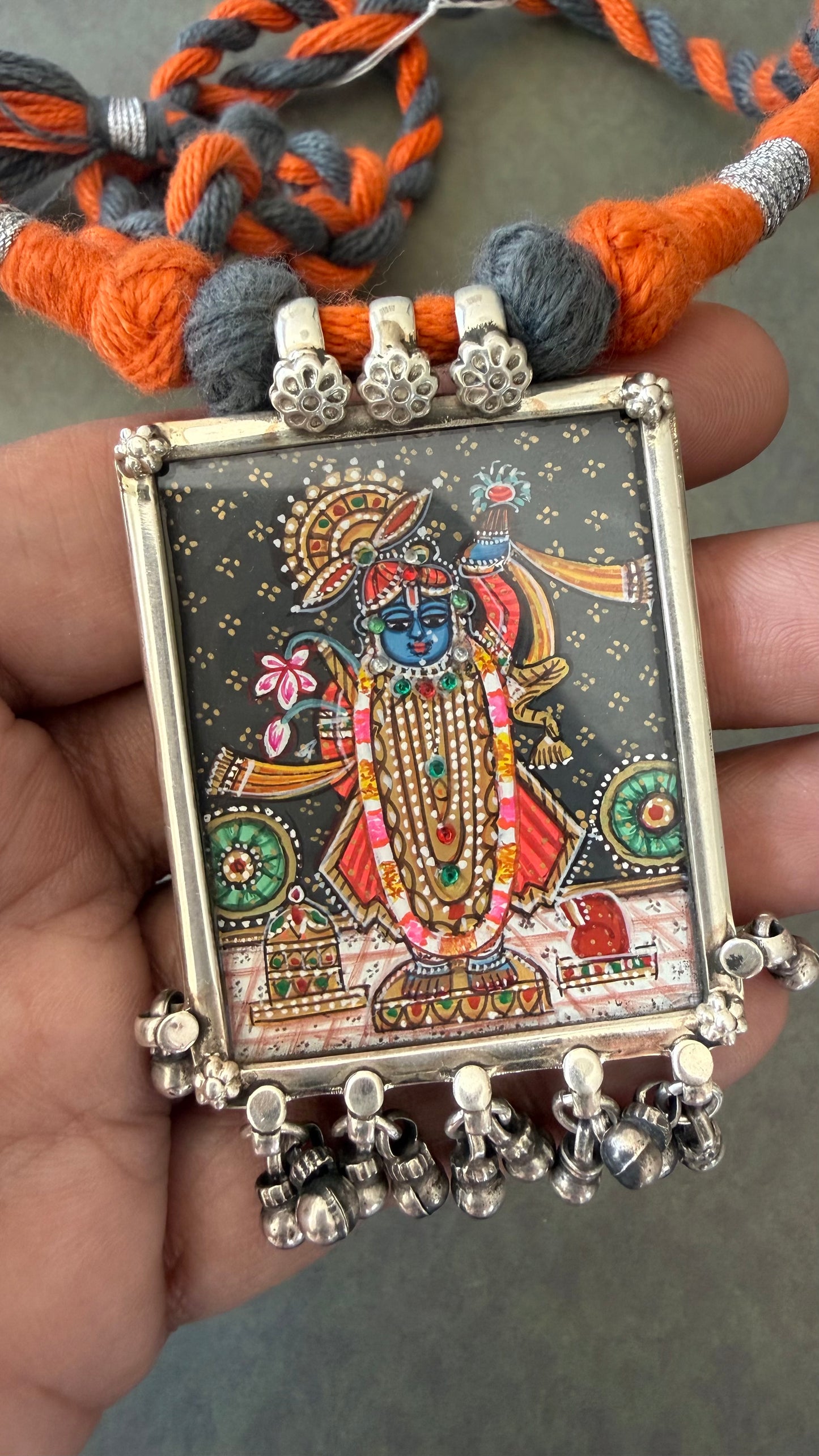 Leela – Shrinath Ji rectangle Pendant with Dori