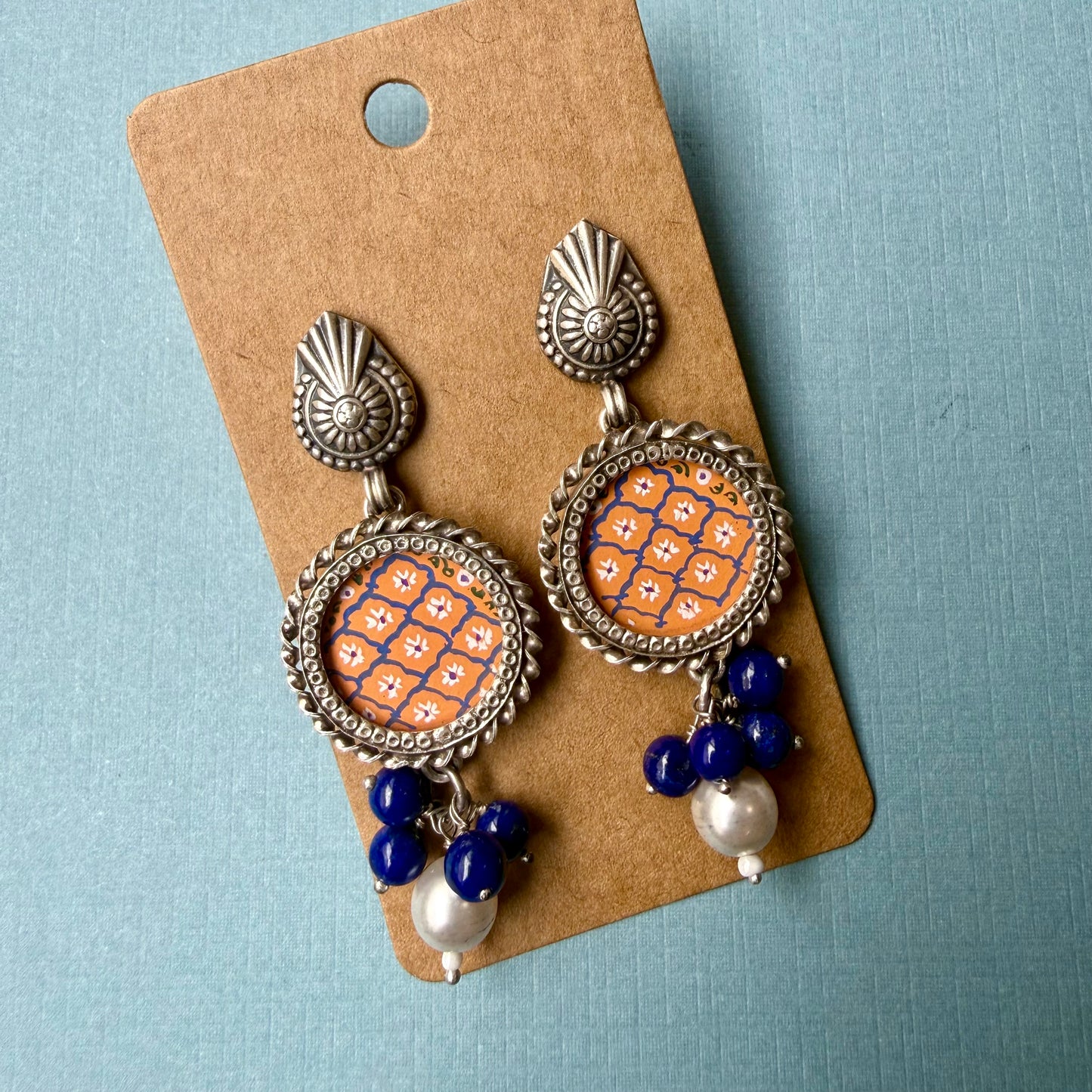 Leela Painted Earrings – Orange Circle