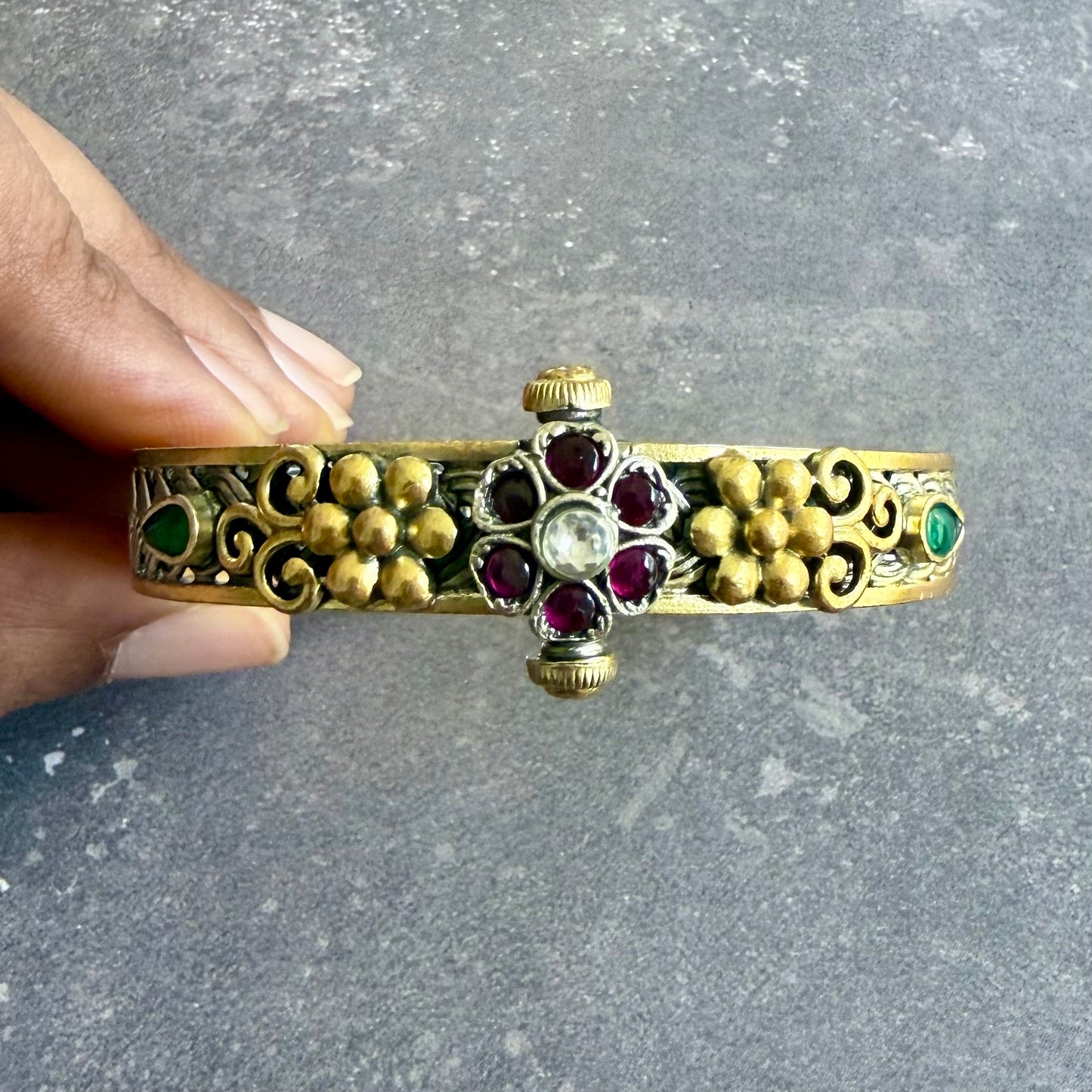 Floral Woven Dual Tone Bangle