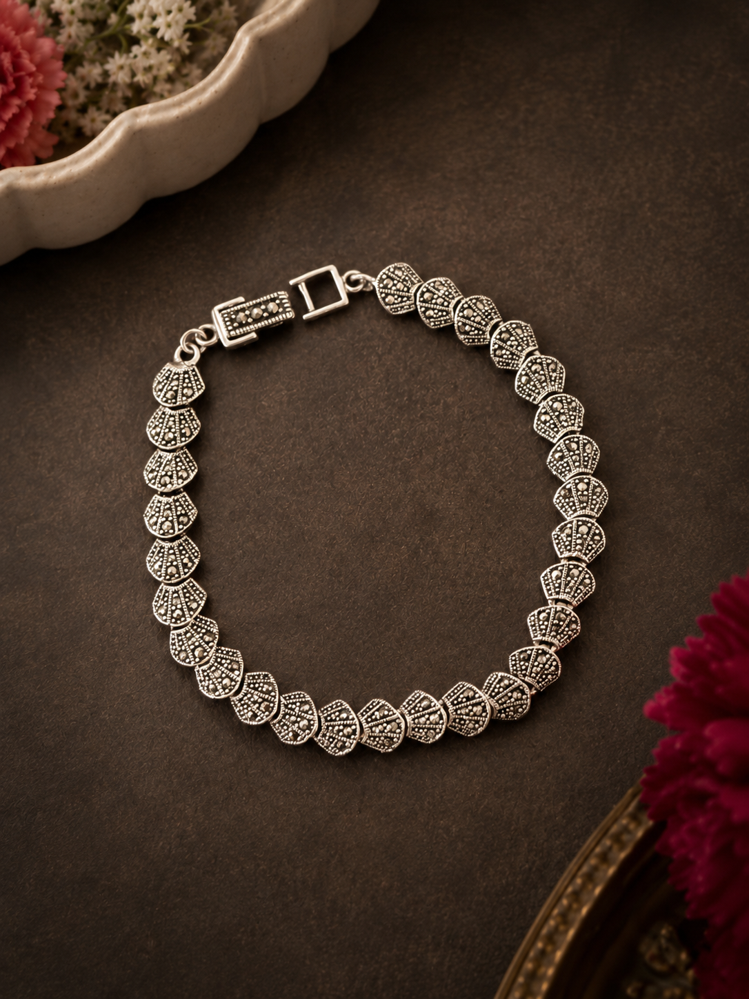 Marcasite Fan Link Bracelet
