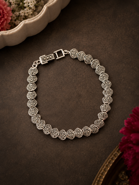Marcasite Fan Link Bracelet