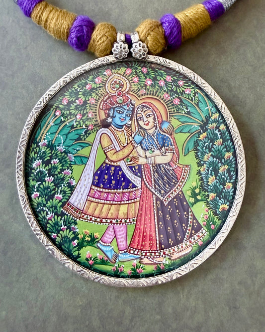 Leela – Radha Krishna Art Pendant with Dori