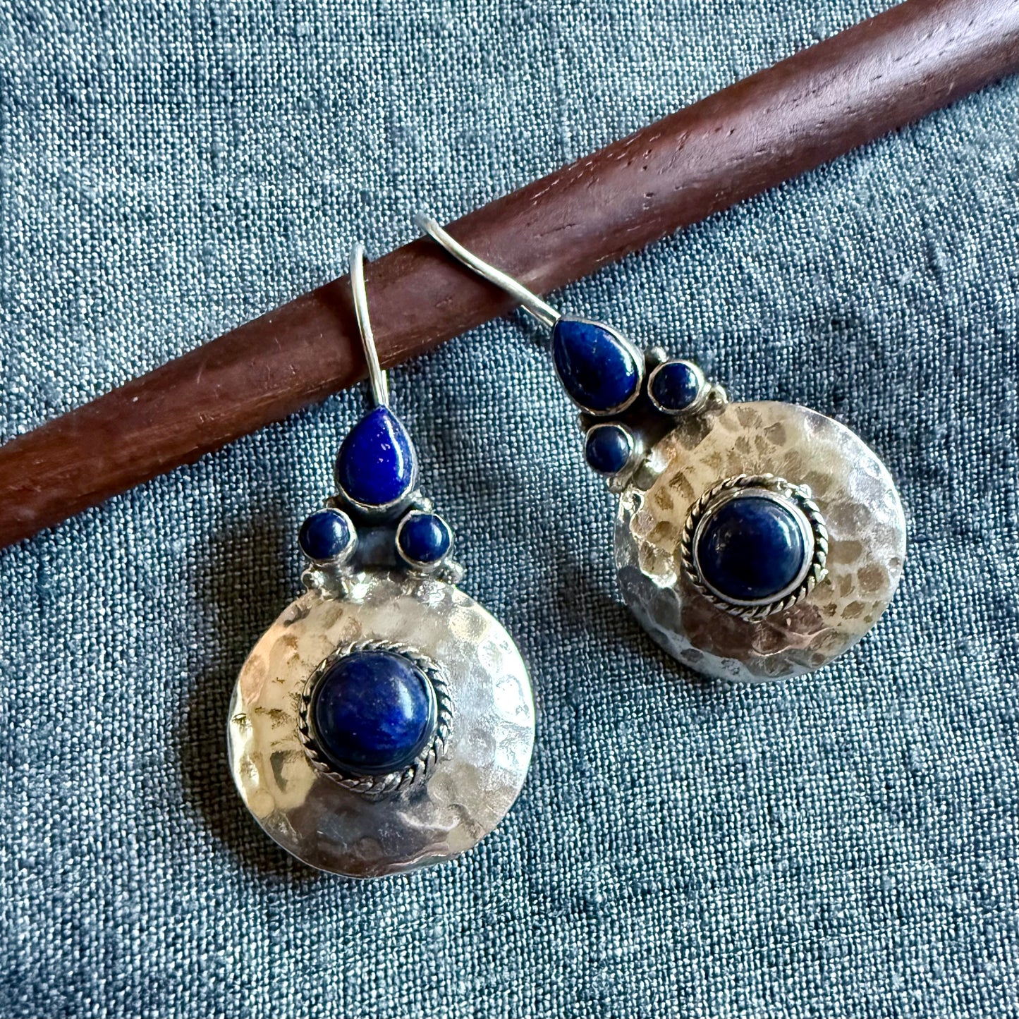 Lapis Textured Earrings