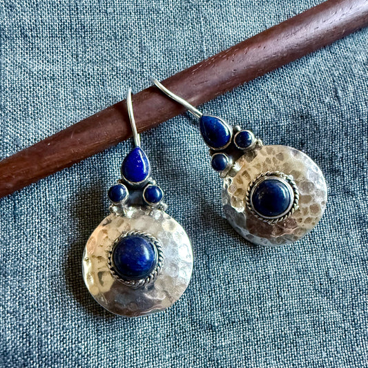 Lapis Textured Earrings