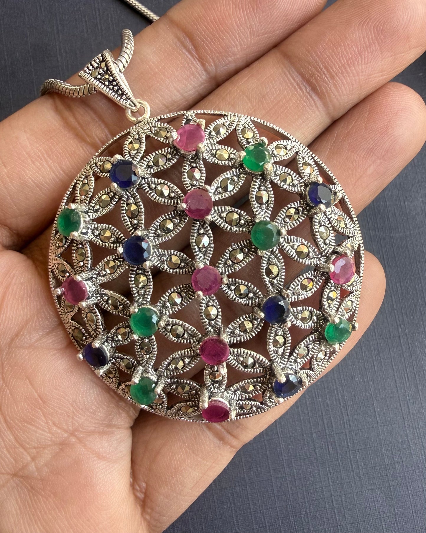 Full Bloom Pendant - Marcasite