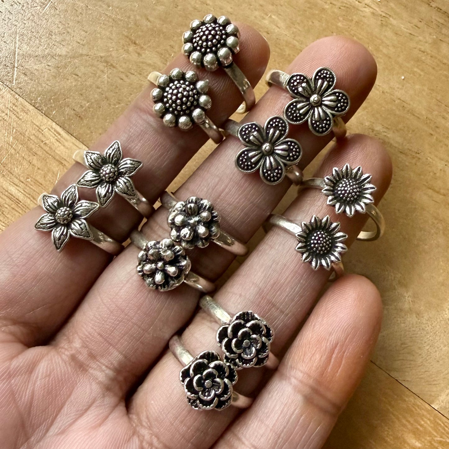 Floral Silver Toe Rings