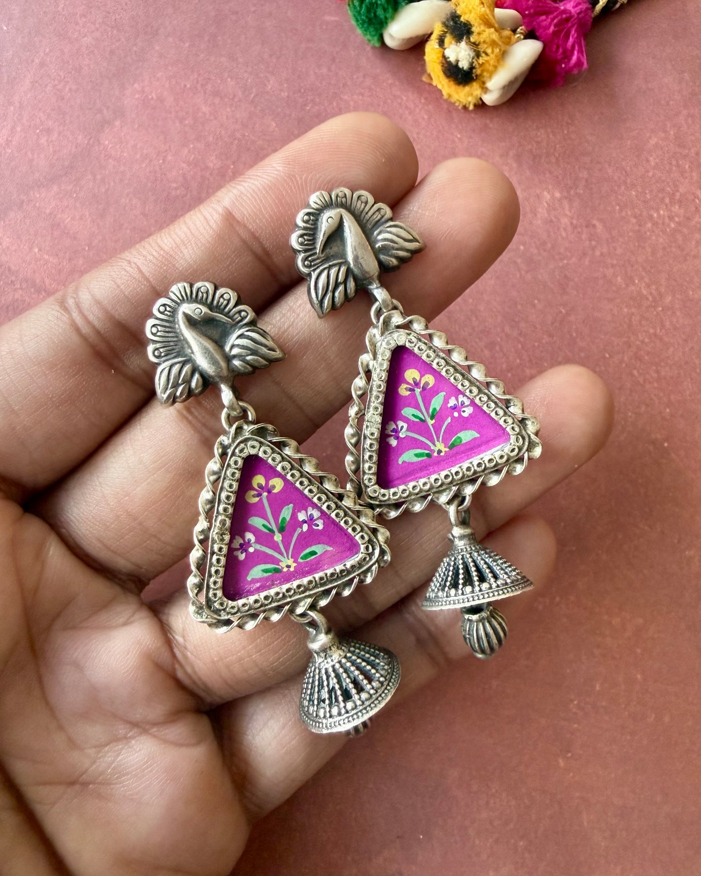 Leela Painted Earrings – Pink