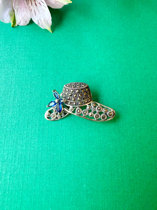Wide-Brim Hat Marcasite Brooch