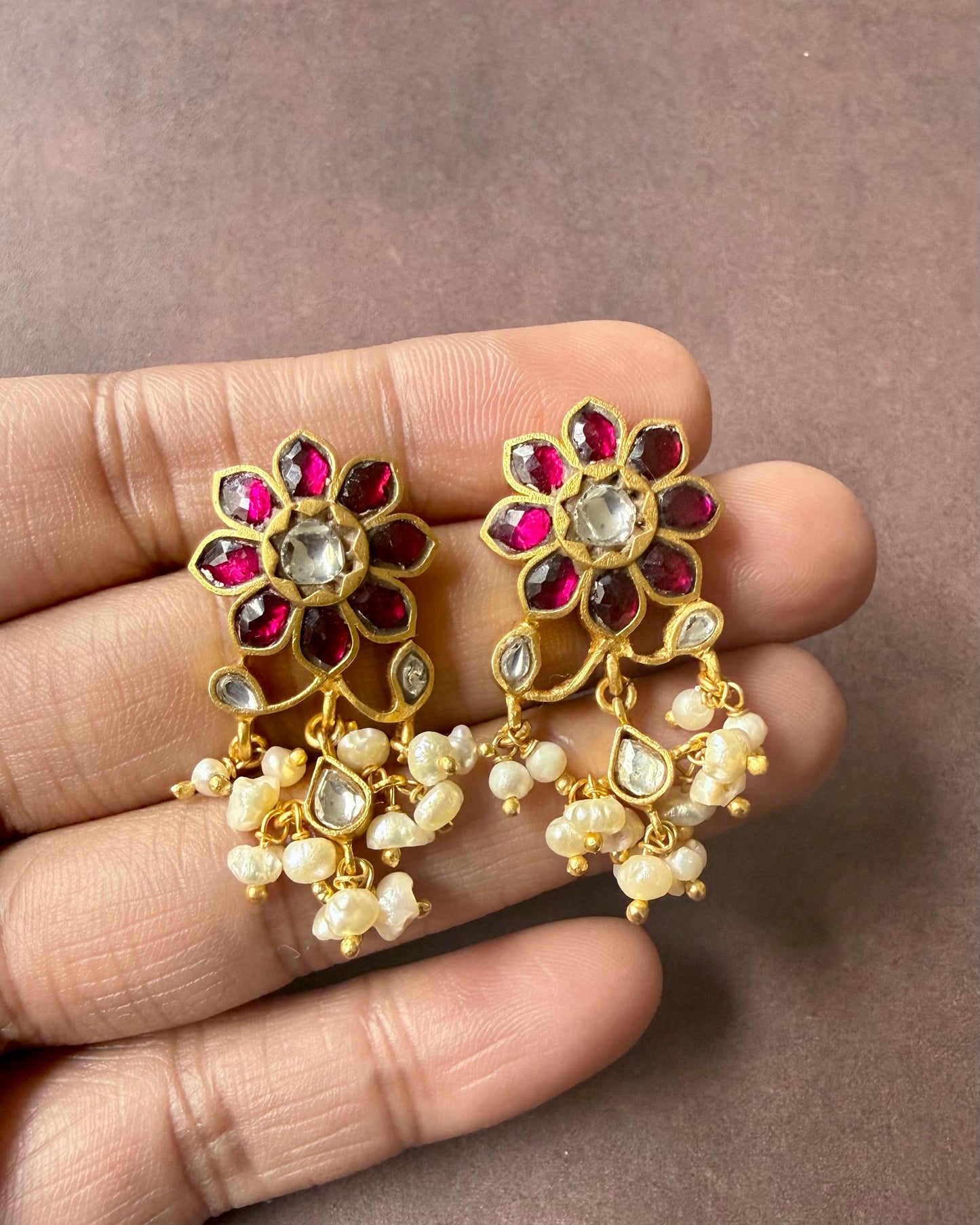 Raani Kundan Pearl Drop Earrings