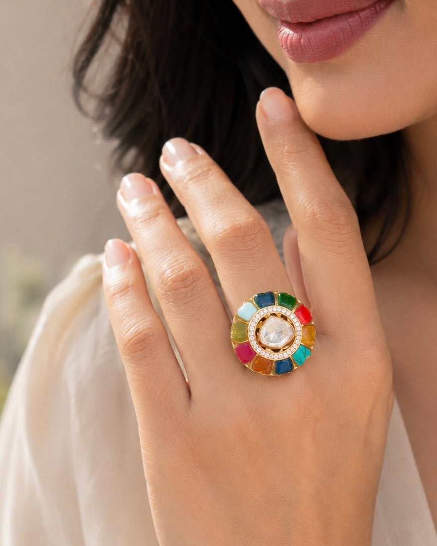 Navratan Polki Ring