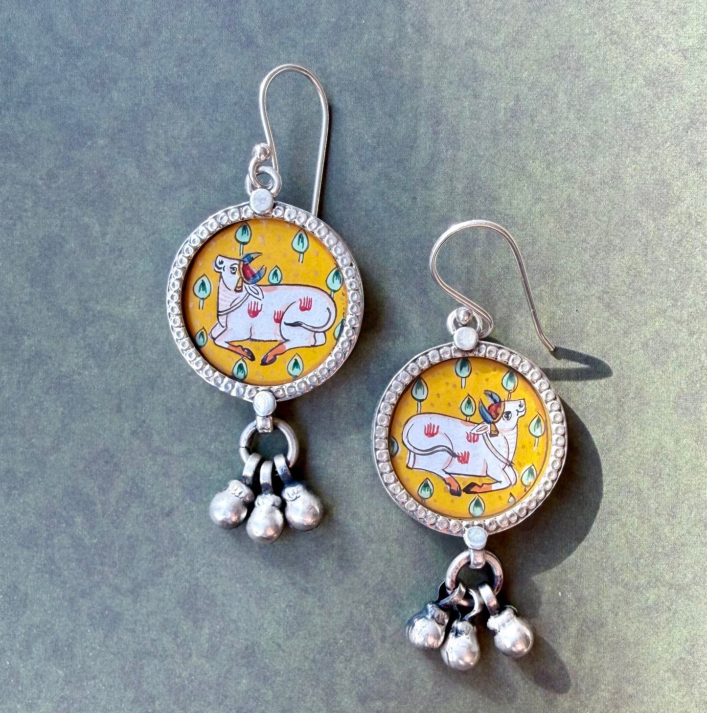 Leela — Kamdhenu Cow Silver Earrings