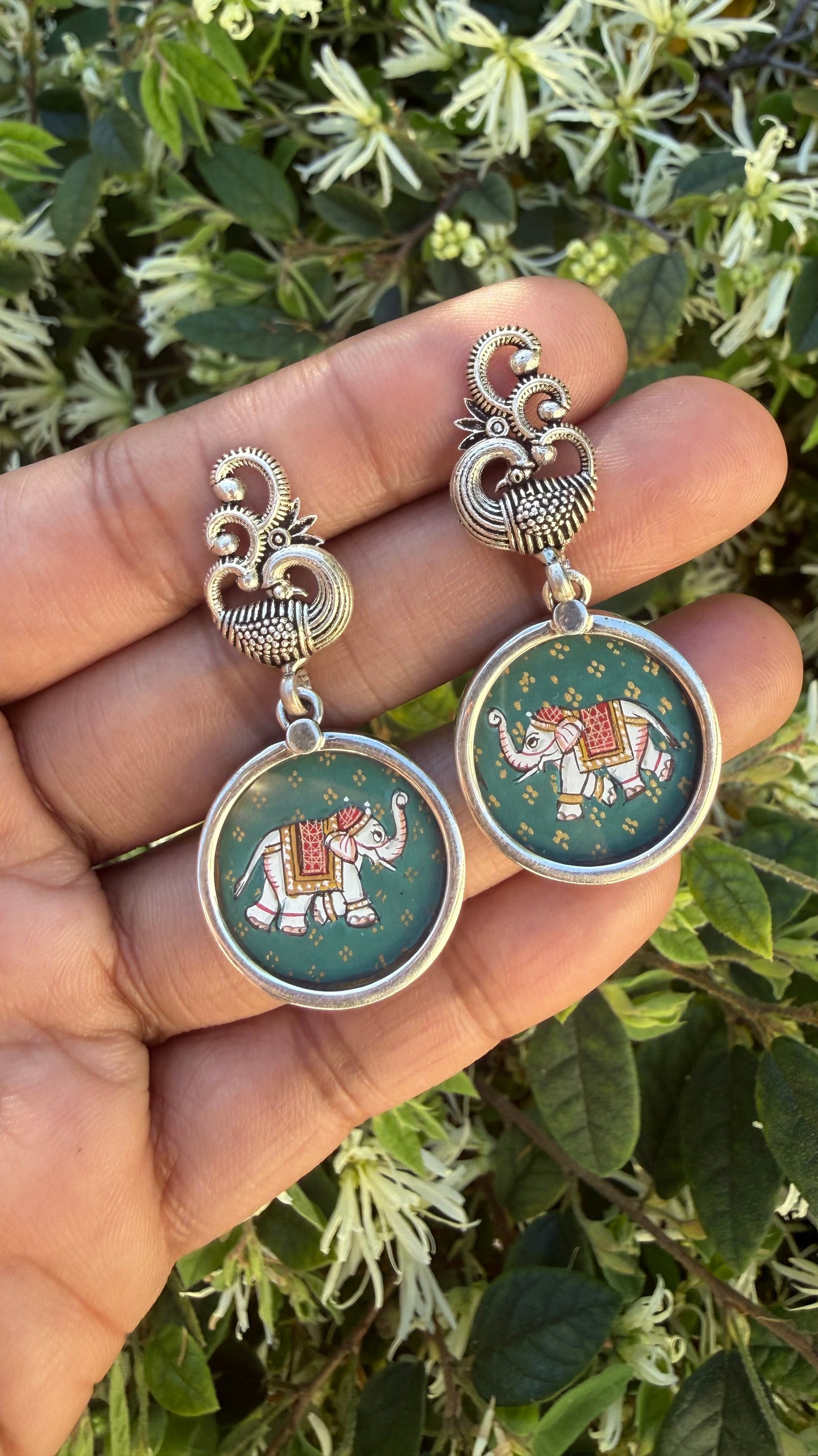 Leela Painted Earrings – Gaj (Green)