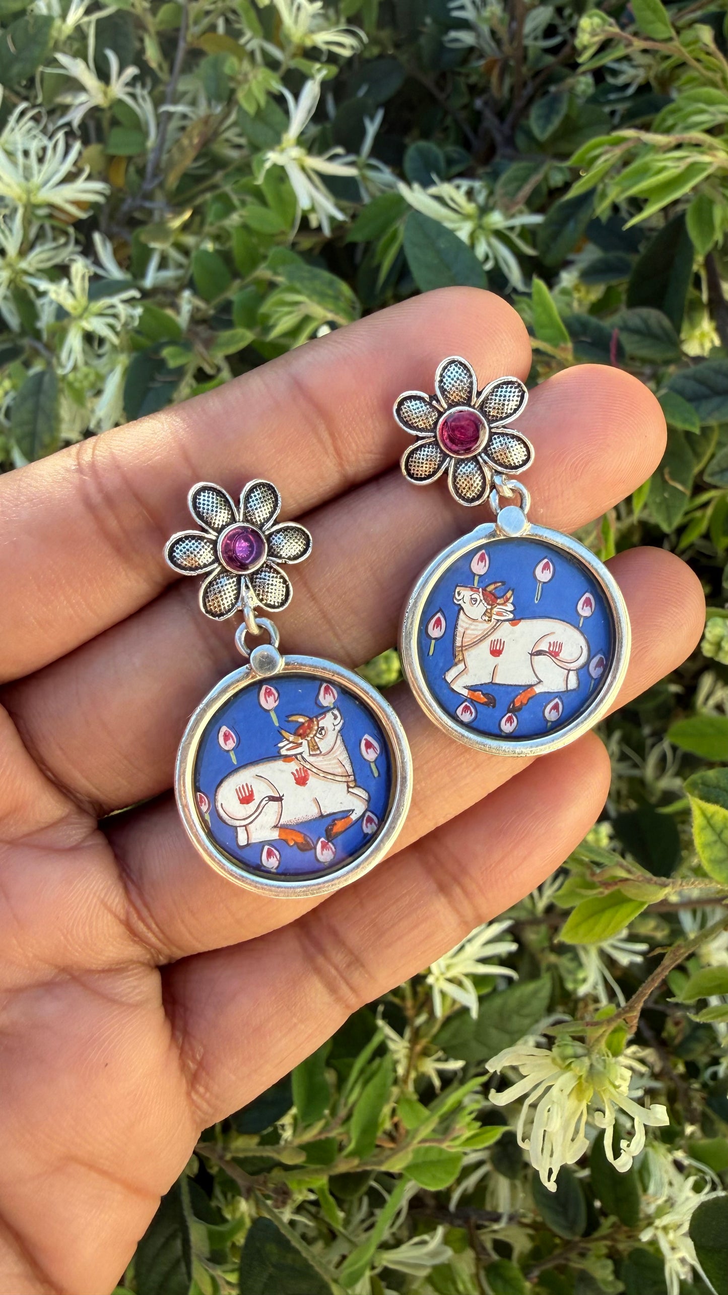 Leela Painted Earrings – Gauri (Blue)