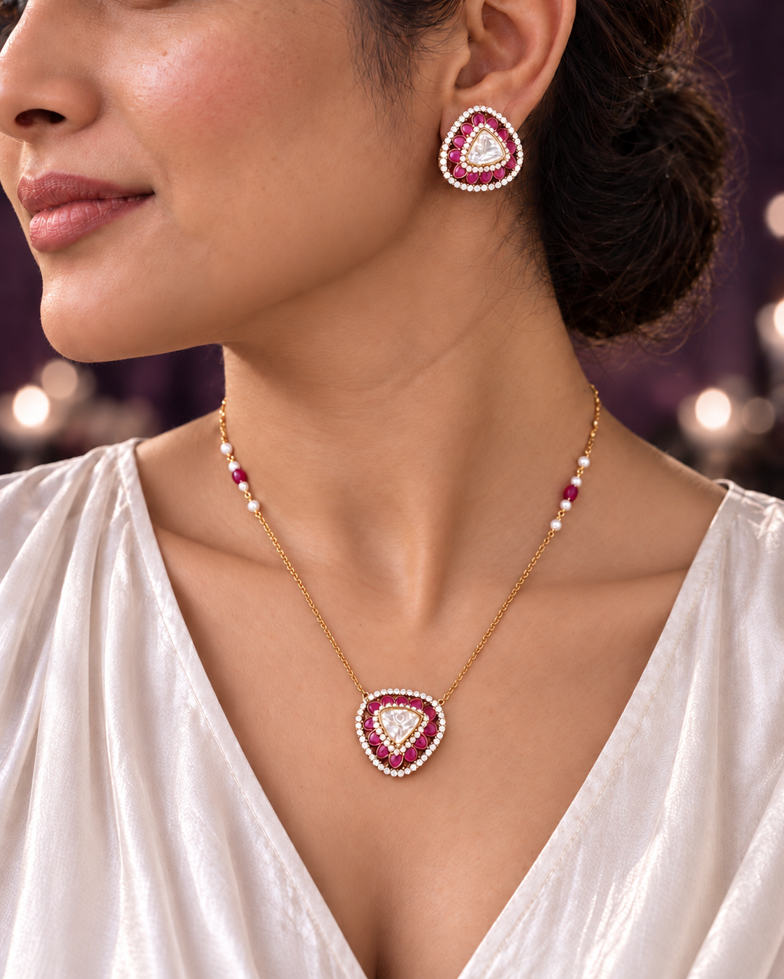 Riva Polki Pendant Set