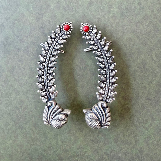 Peacock Feather Ear Cuffs