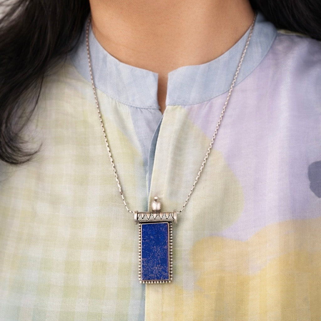 Neel Lapis Pendant & Earrings