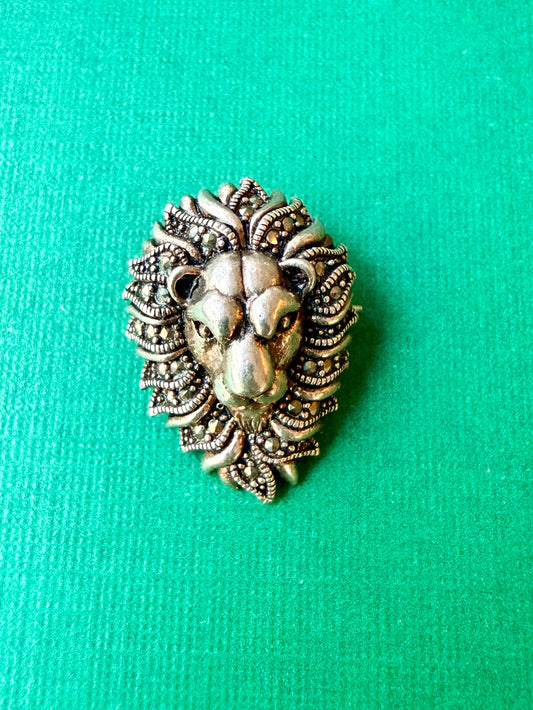 Lion Marcasite Brooch