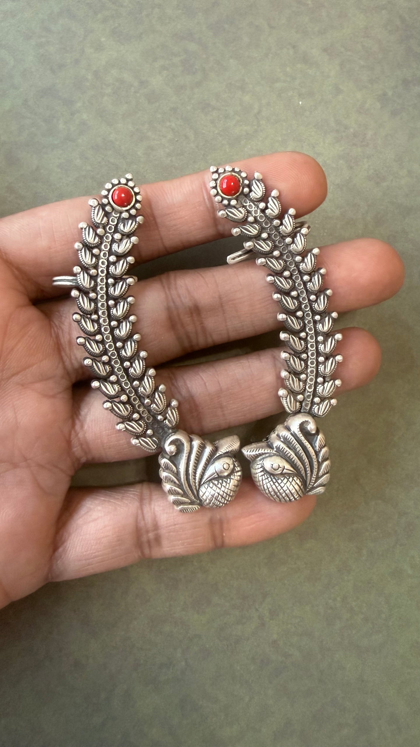 Peacock Feather Ear Cuffs
