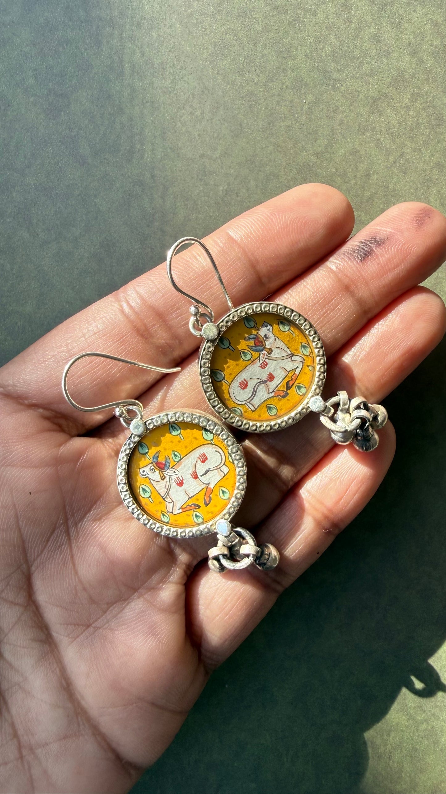 Leela — Kamdhenu Cow Silver Earrings
