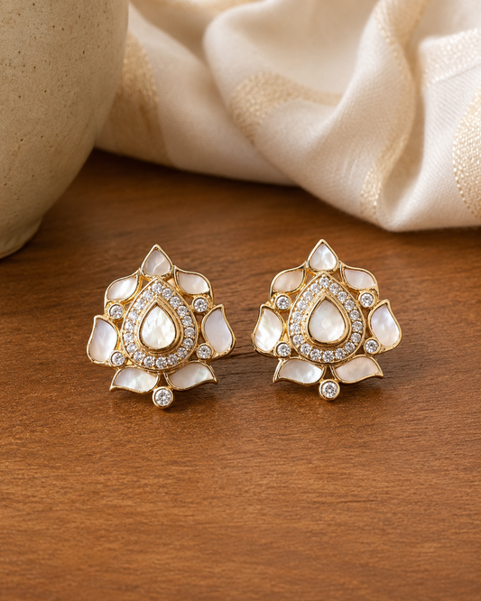 Lotus Mother of Pearl Earrings