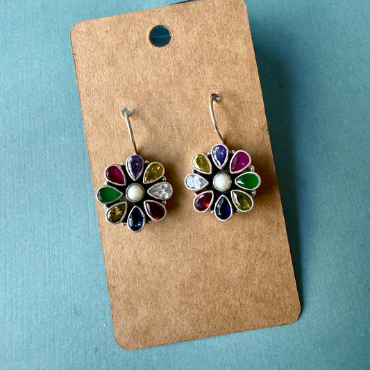 Multicolor Flower Drop Earrings