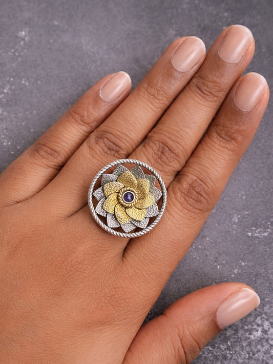 Dual Tone Lotus Bloom Ring