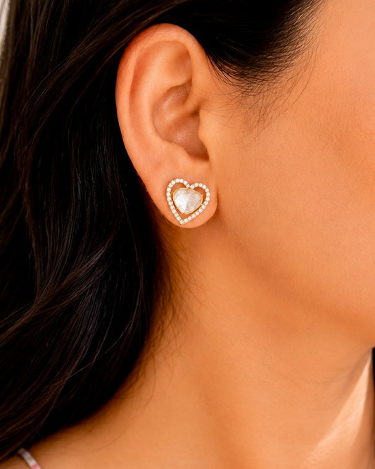 Polki Heart Studs