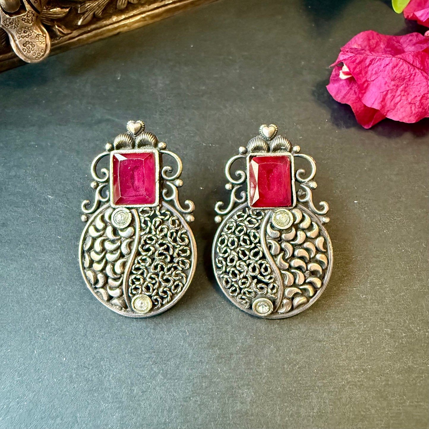Royal Filigree Studs- Silver