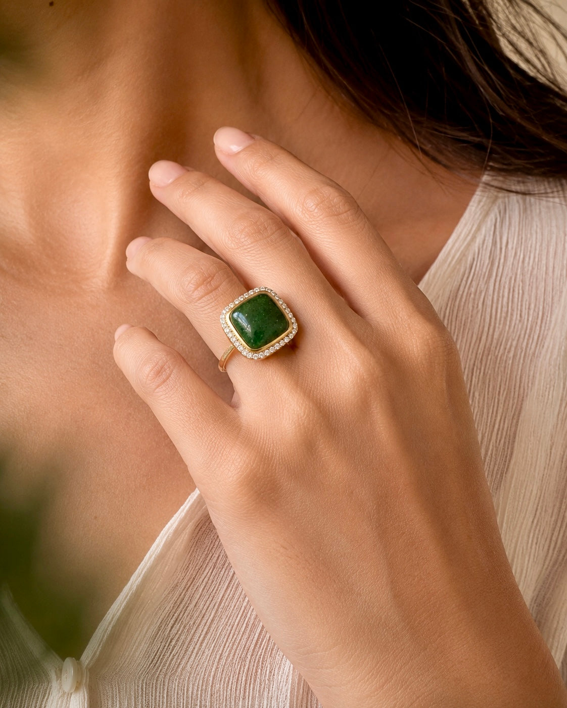 Luna Aventurine Green Ring