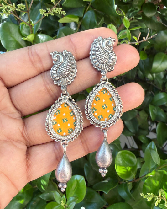 Leela Painted Earrings – Yellow Drop