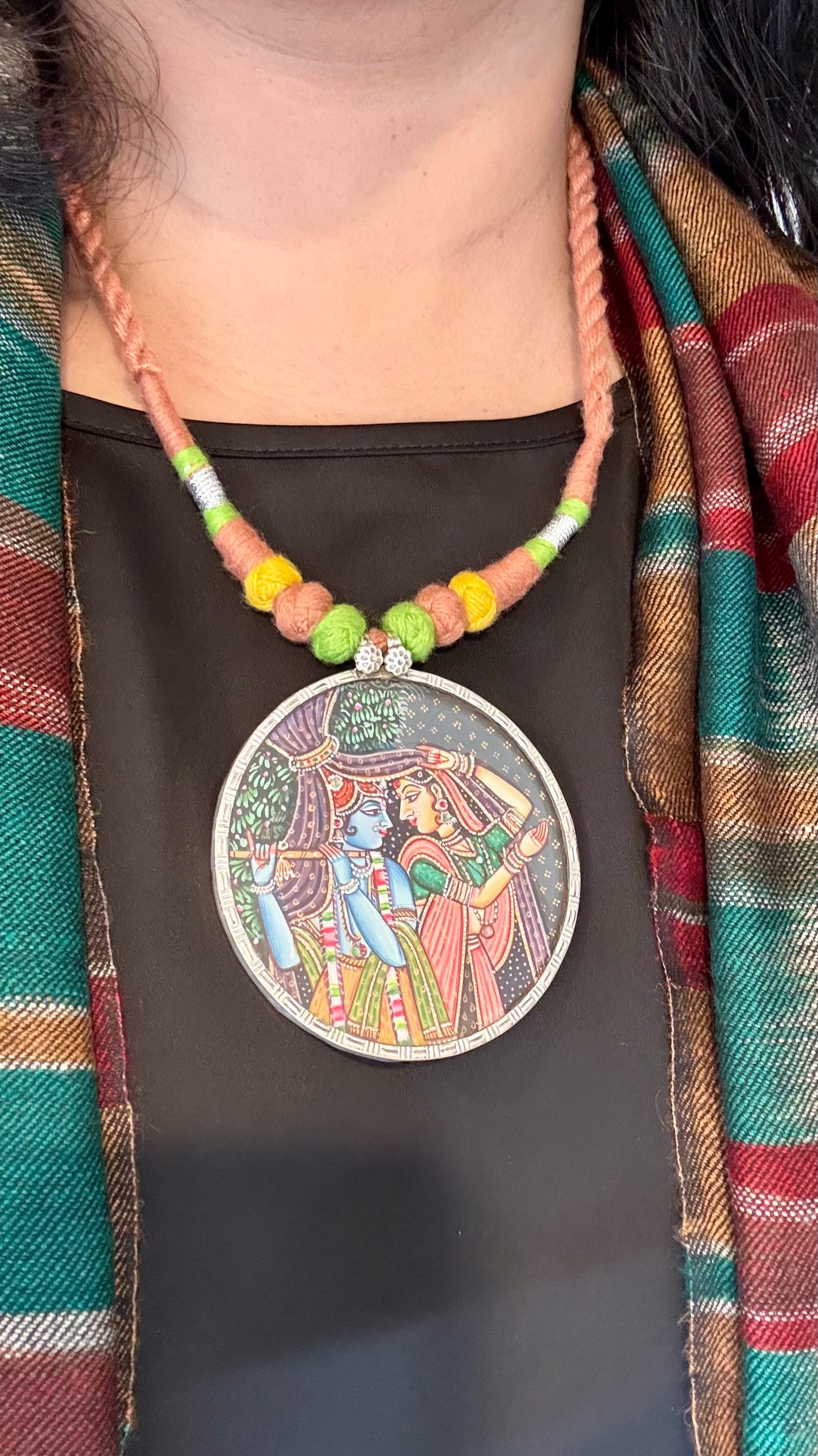 Leela – Radha Krishna Art Pendant with Dori