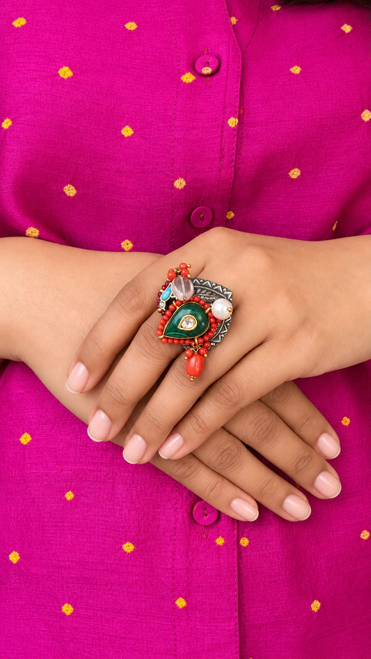 Saanjh Statement Ring — Green